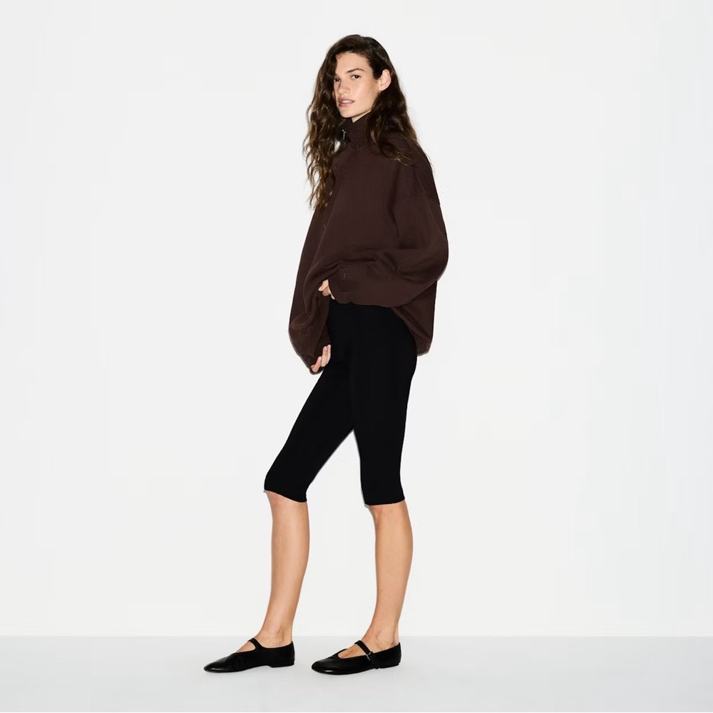 Skims Boyfriend Fleece Oversized Half-Zip Pullover In Espresso - Picture 4 of 8